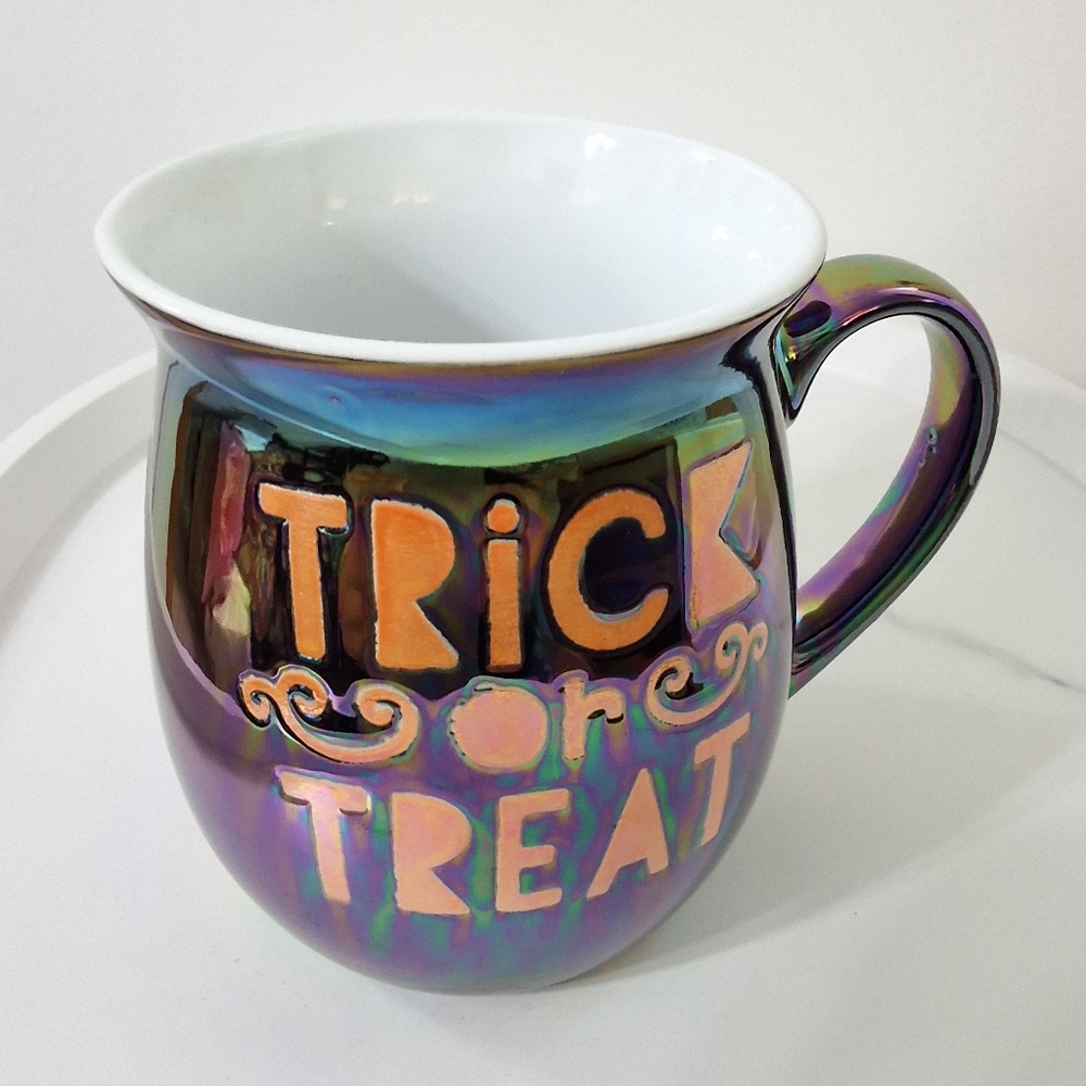 Trick or Treat Iridescent Halloween Mug | Large Coffee Cup Mug